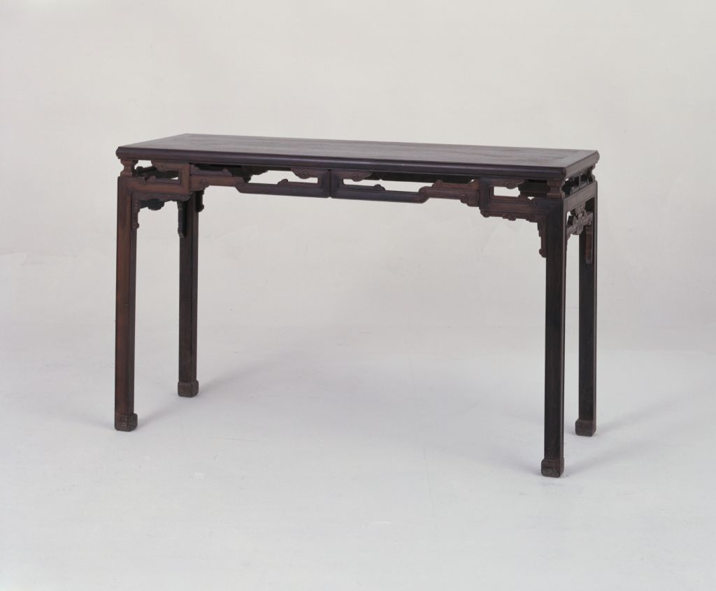 图片[1]-Rosewood carved cloud pattern long table-China Archive